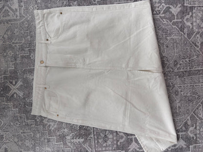 H&M Cream Denim Front Slit Skirt NWT | Sz XL