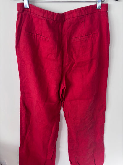 Mango Linen Wide Leg Pants in Red | Sz 10
