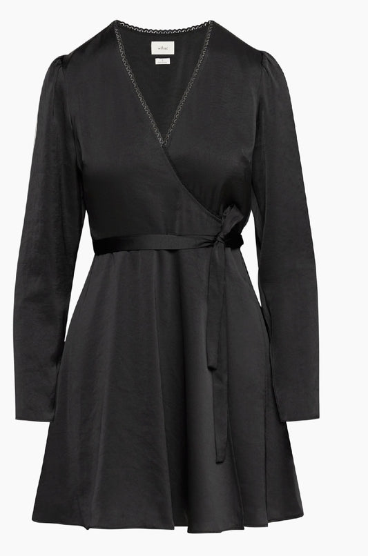 Wilfred Mademoiselle Satin Longsleeve Dress | Sz Small (M169K6)