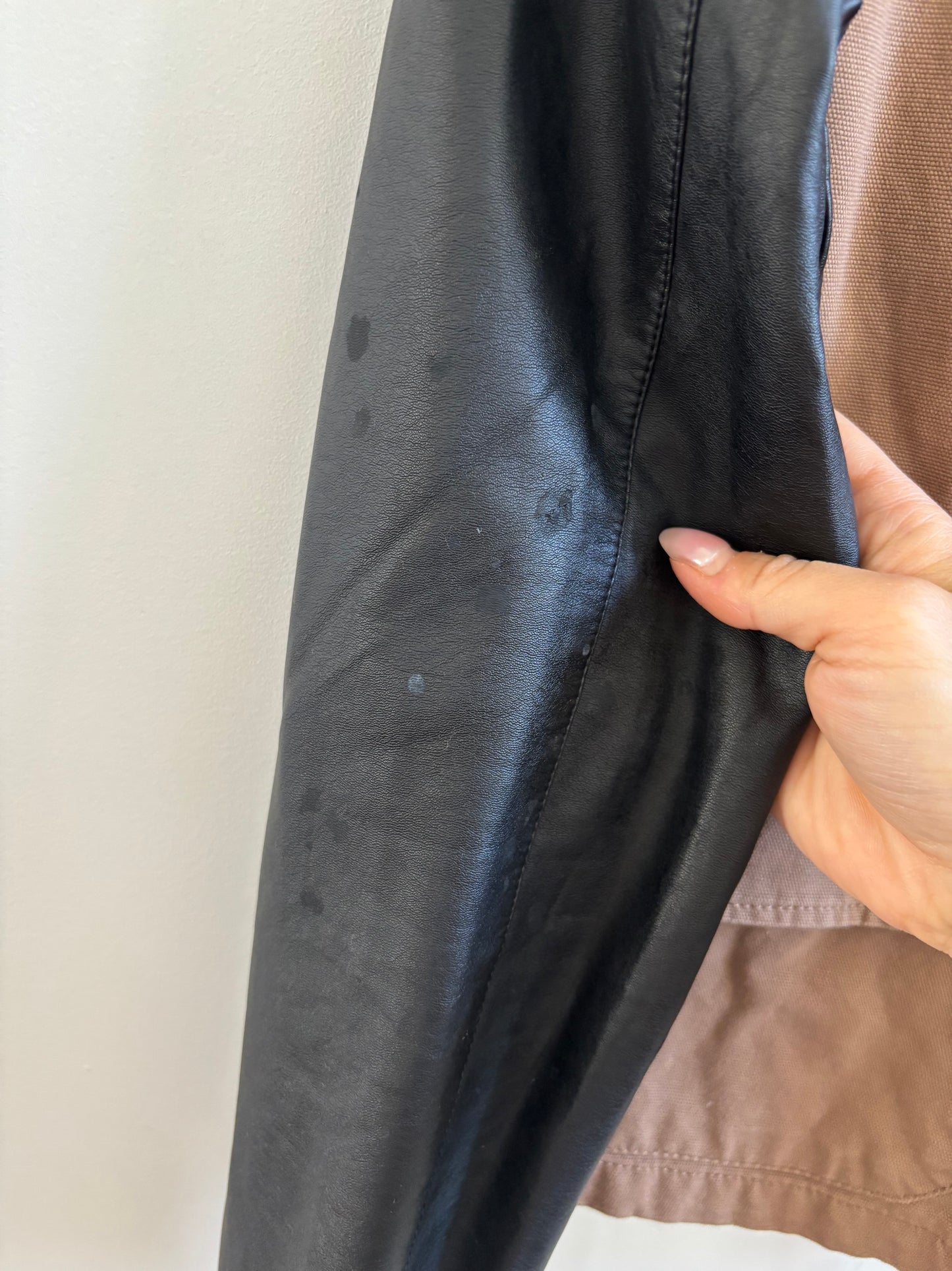 Ashley K High Collar Jacket with Faux Leather Panels | Medium  (O77LP)