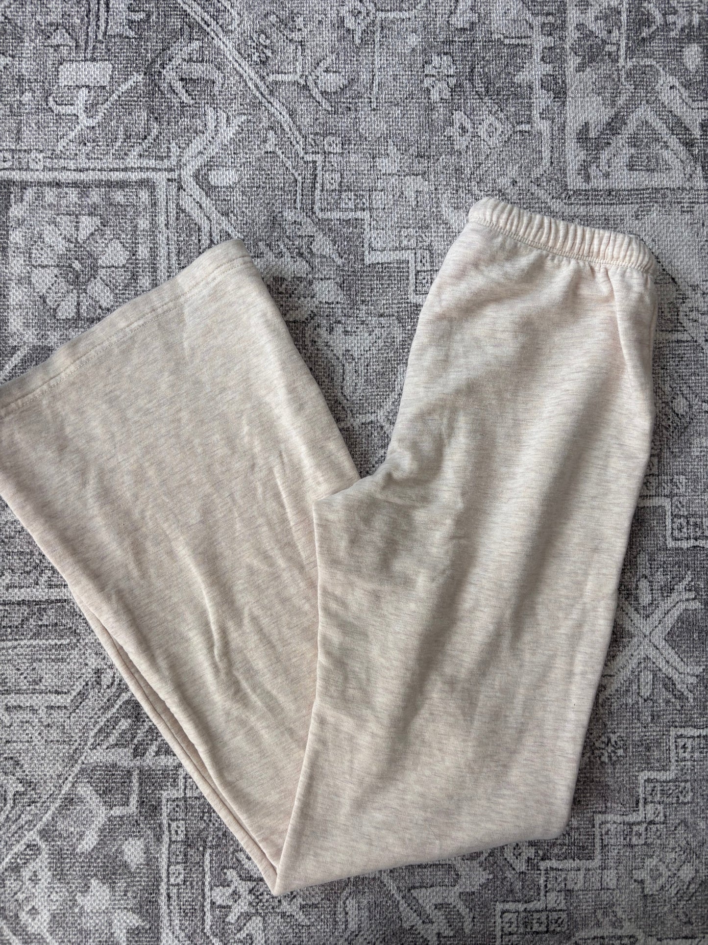 OFFLINE Aerie OTT Fleece Super Flare Pant (oatmeal/orange) | Sz Small (XS fit, flash