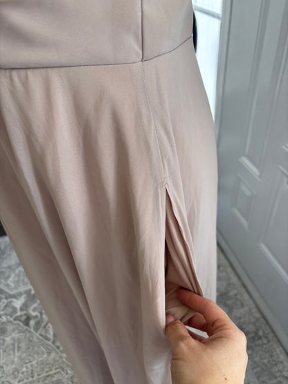 Birdy Grey Taupe Chiffon Dress (Kira) | Sz Large