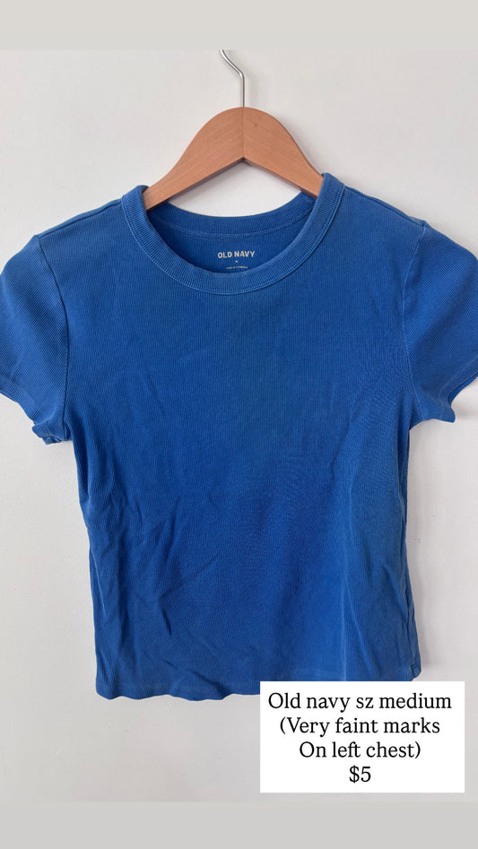 Old Navy Blue Ribbed T Shirt | Sz Medium