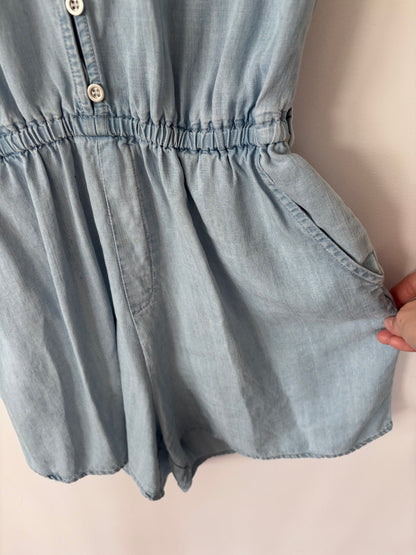 Velvet Heart Chambray Romper | Small (belt included, not pictured)