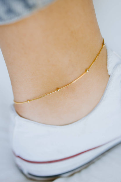 Sydney Rose Co: Satellite Anklet Gold Filled Beaded Chain Anklet