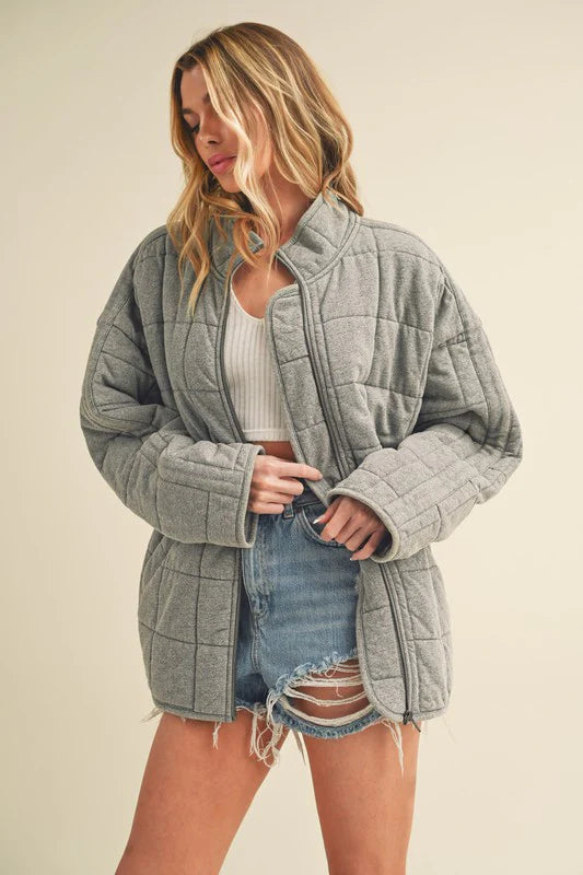 Aemi + Co Dixie Quilted Grey Jacket | Sz Small (fits like Medium or Large)(M56C1)