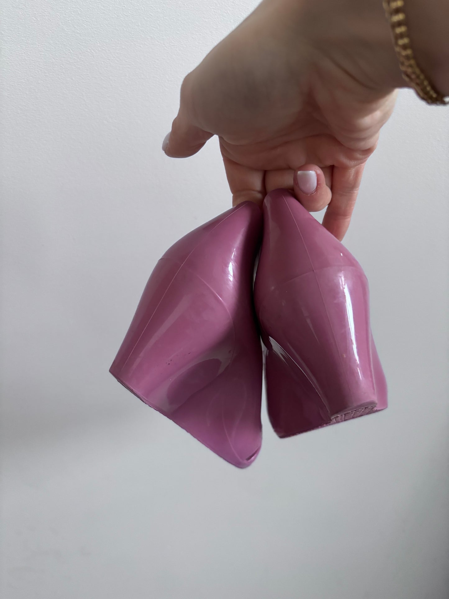 Gucci Pink/Purple Jelly Marola Peep Toe Wedge Pumps | Sz 6