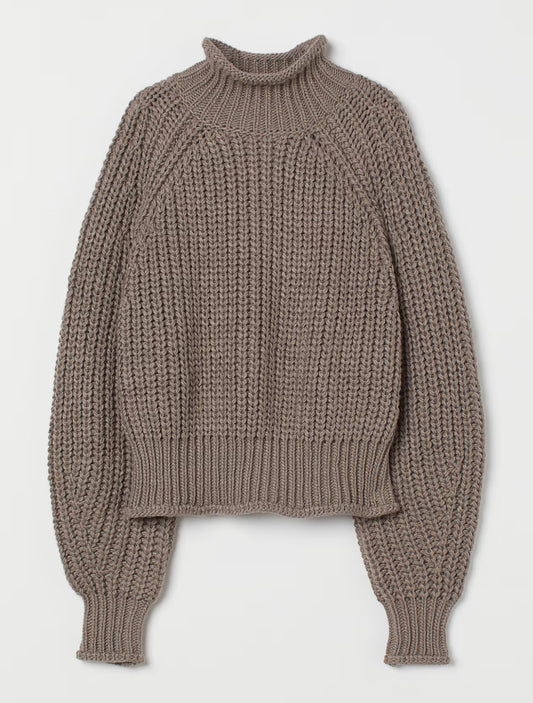 H&M Knit Dark Grey/Beige Sweater | XS (loose fit, fit size small) (N197K6)