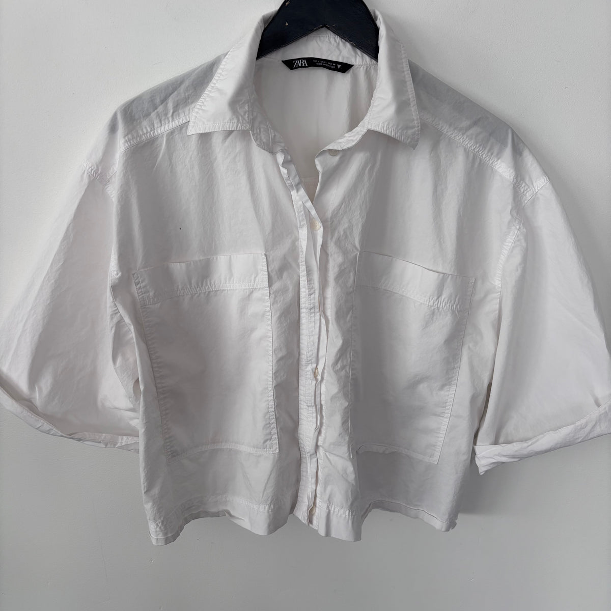 Zara Boxy Button Up Cotton Top | Sz Large