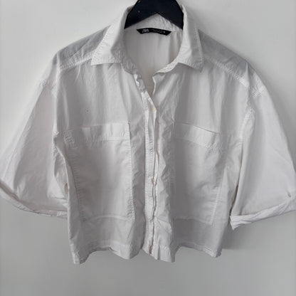 Zara Boxy Button Up Cotton Top | Sz Large