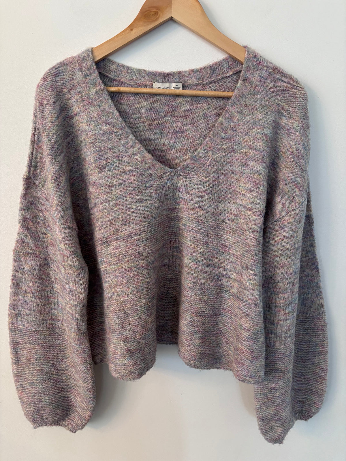 Gentle Fawn V-Neck Marled Sweater | Sz Medium (oversized)