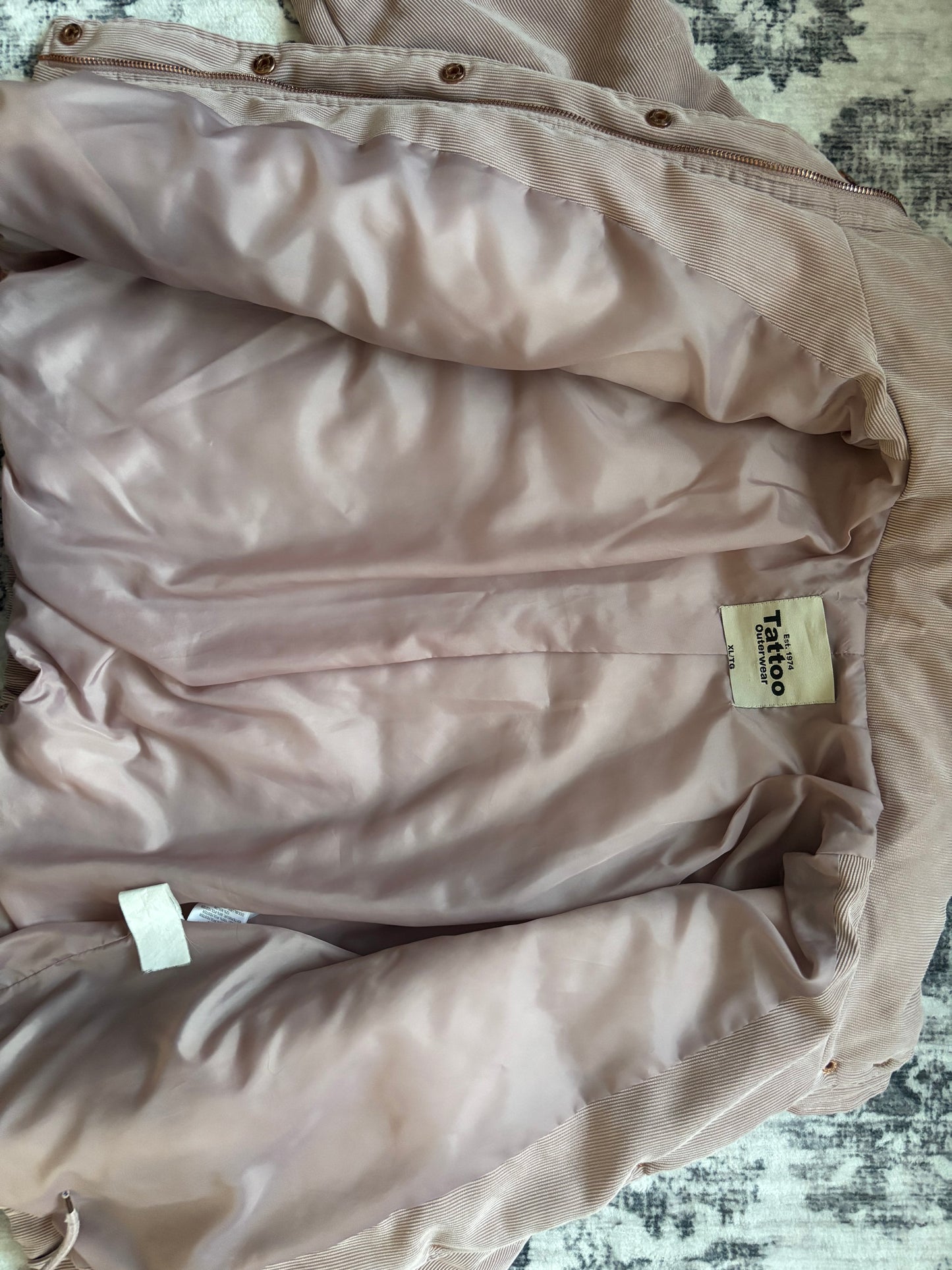 Tattoo Outerwear Pink Corduroy Quilted Jacket | XL (fits like Medium or Large) (D102P3)