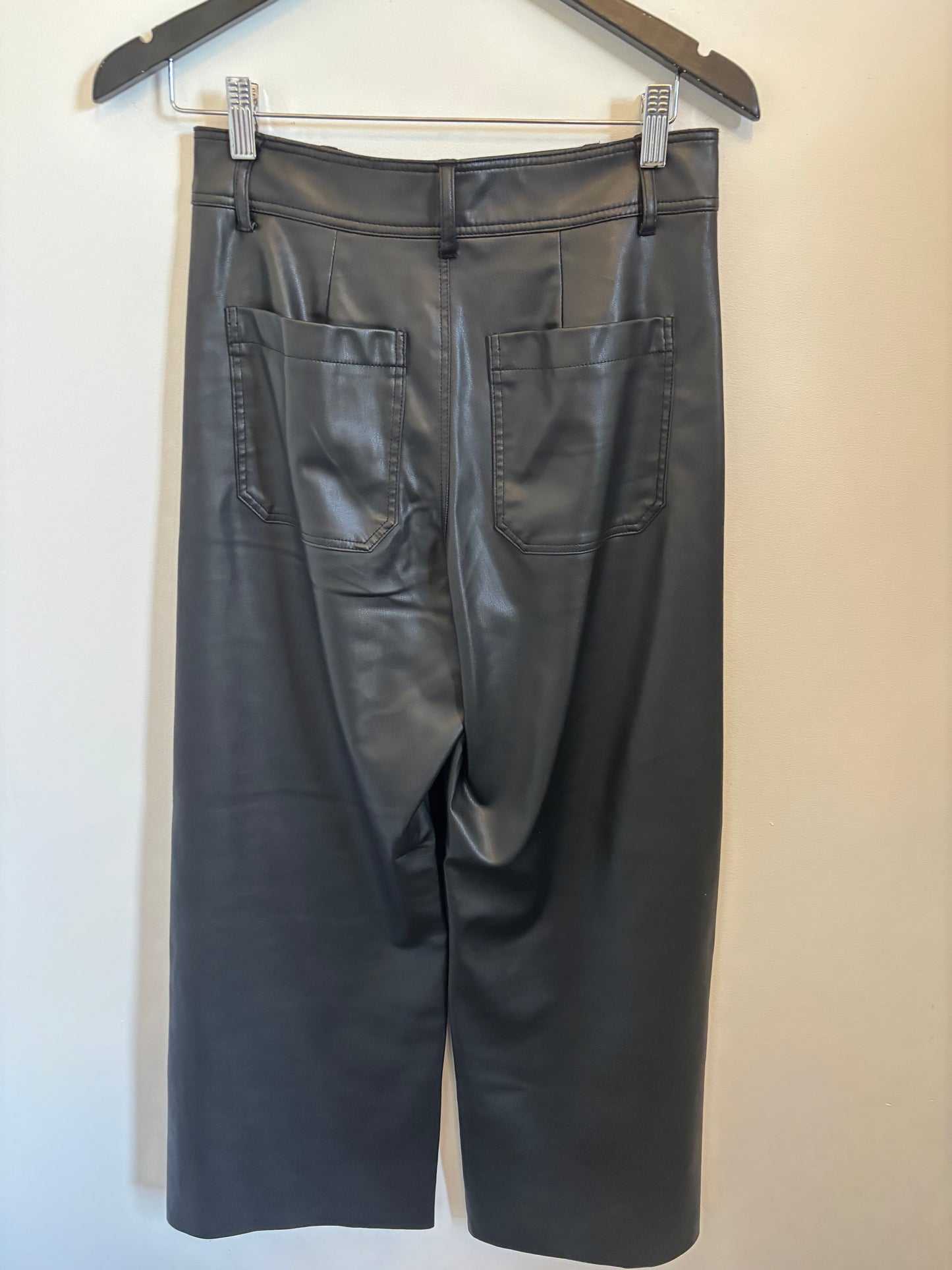 Zara Faux Leather Marine Wide Leg Pants | 6 (O33L4)