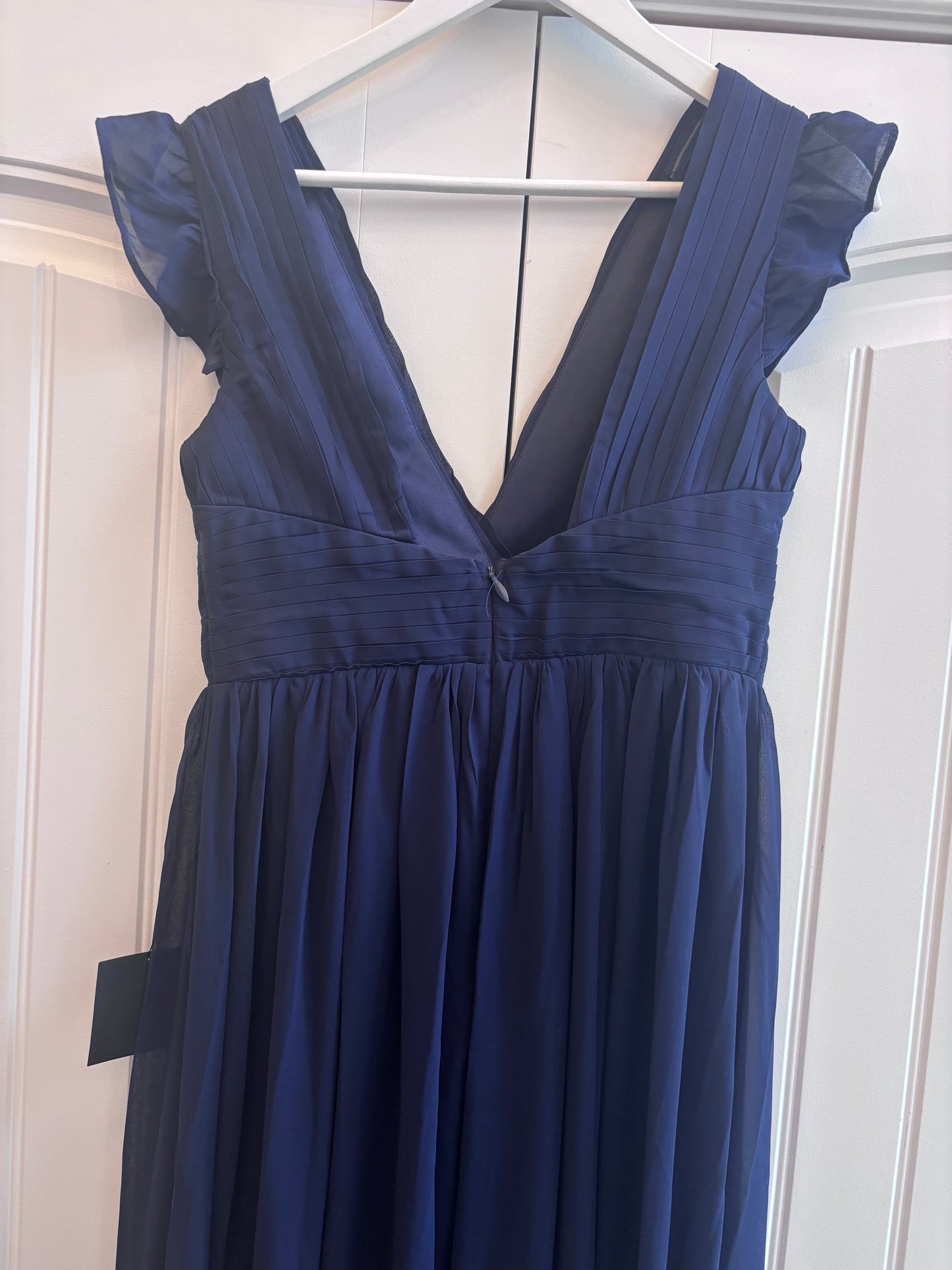 Lulu's Navy Pleated Backless Surplice Maxi Dress| Sz Small