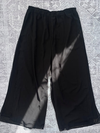 MsGlamour Black Wide Leg Chiffon Layer Pants NWT  | Sz XXL