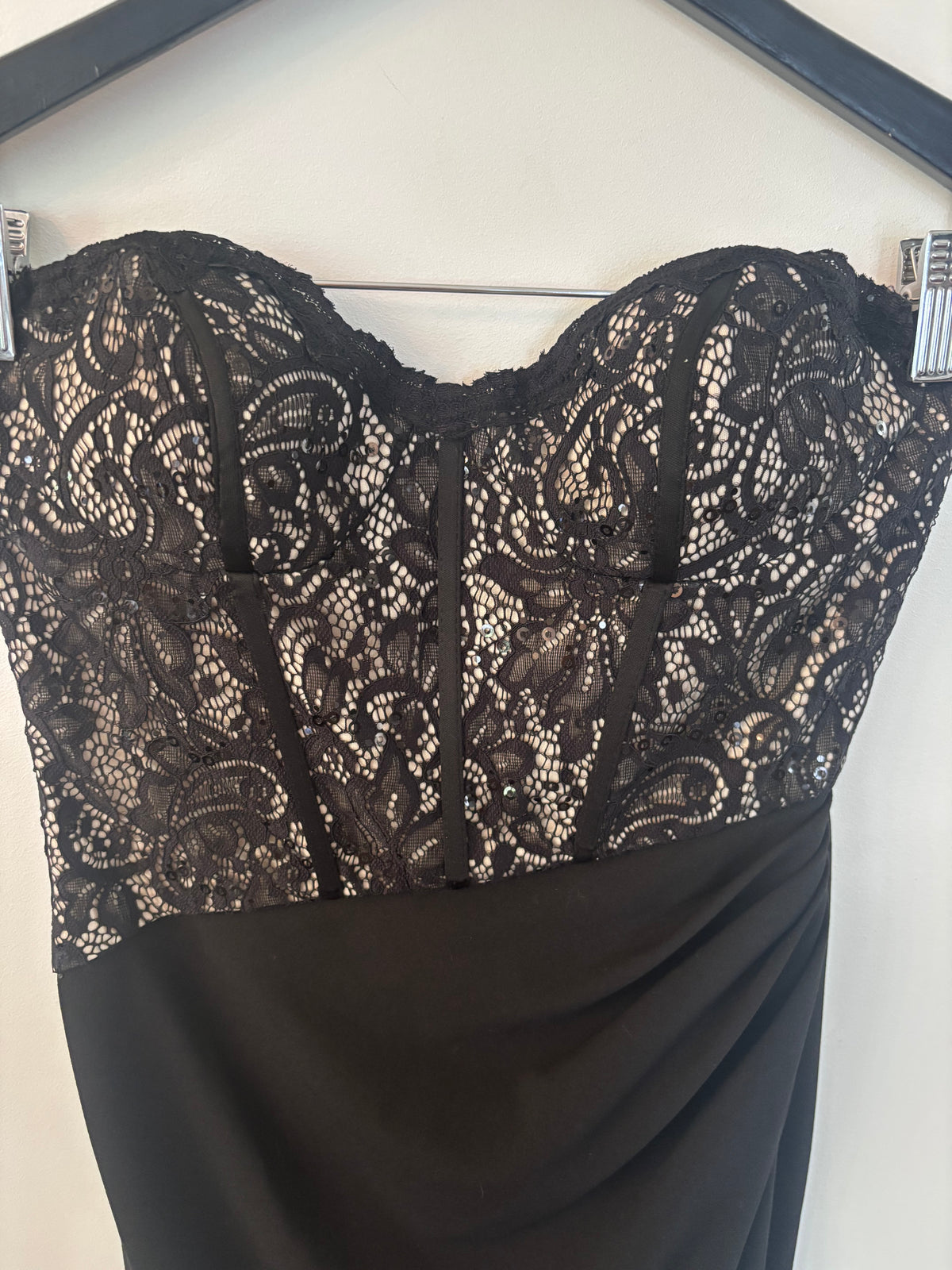 Galina Signature Strapless Black Lace Gown | Sz 2