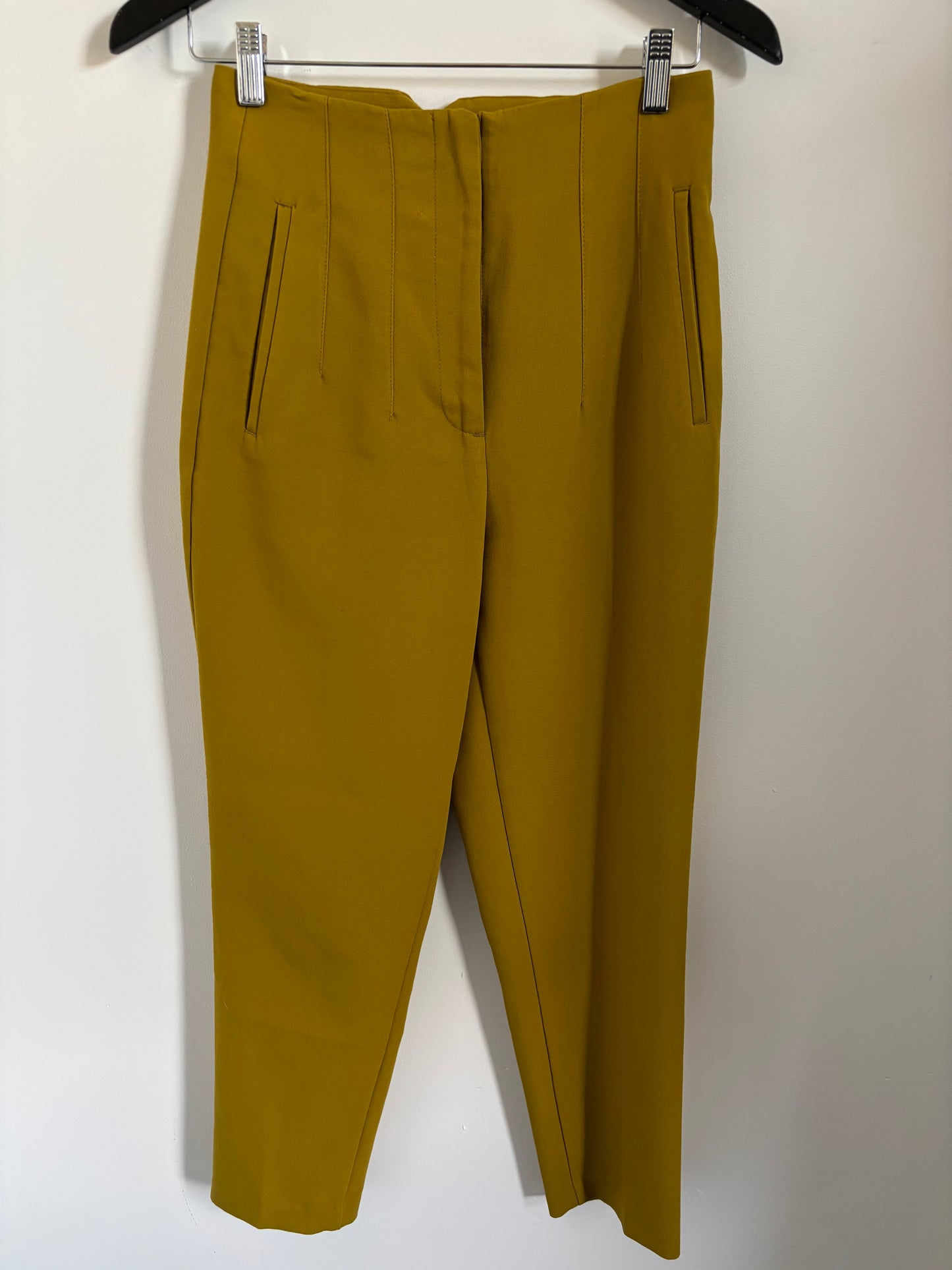 Zara Oil Yellow High Waisted Pleated Pants | Small (O14L4)