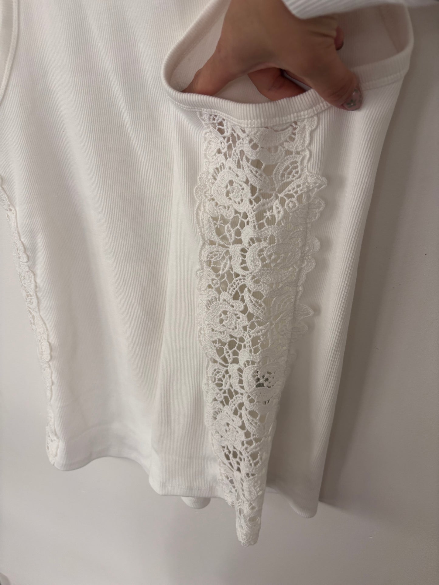 H&M Lace White Ribbed Tank Top NWT | Sz XL