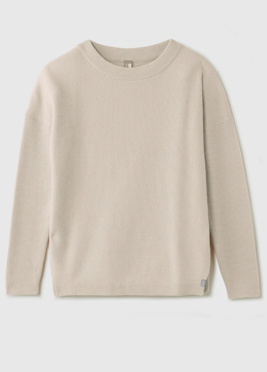 Friday Ivory Ribbed Long Sleeve Sweater Top | XS oversized 9O56M100