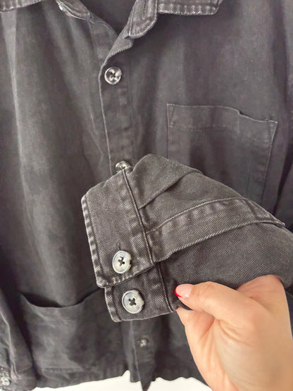 Common People Soft Black Denim Shirt | Sz Large (fits oversized)