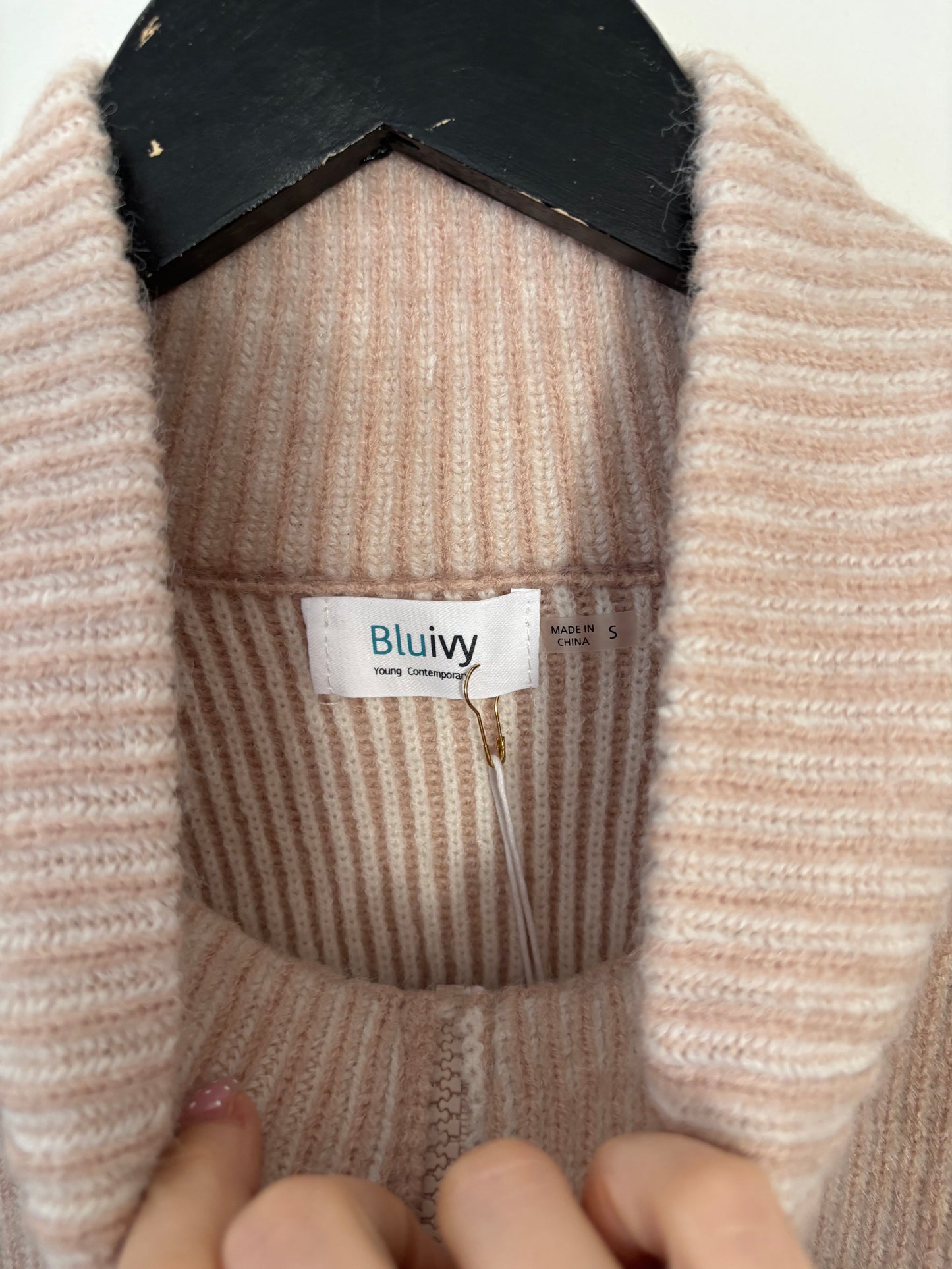 BluIvy Blush Pink Ribbed 1/4 Zip Sweater NWT | Small (could fit large) (N235M8)