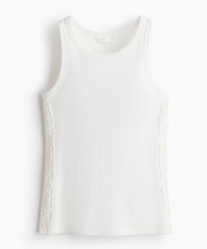 H&M Lace White Ribbed Tank Top NWT | Sz XL