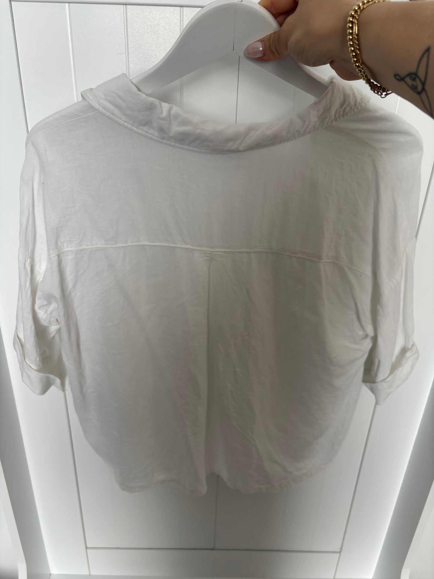 Zara Linen Blend Button Down T Shirt (Tough Love) | Small (oversized)