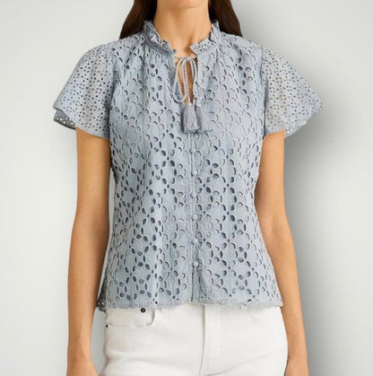 Chelsea & Theodore Cotton Eyelet Blouse | Sz XS
