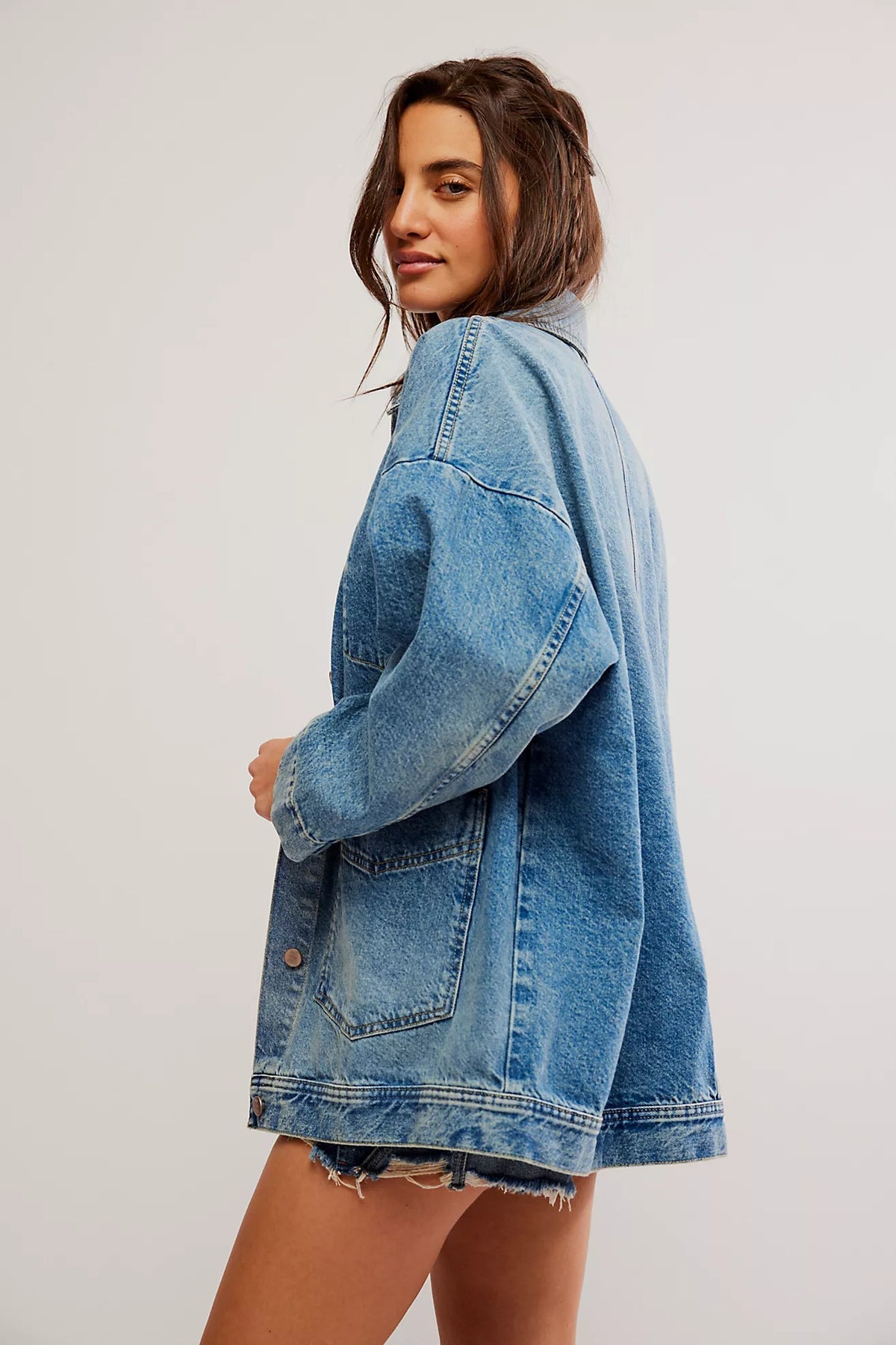 Free People Avery Denim Jacket | Sz Small (Fits like Large)(AG1)
