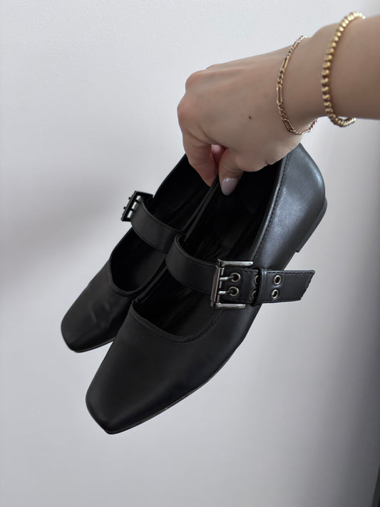 Taxi Mary-Jane Black Flats | Sz 38/7.5