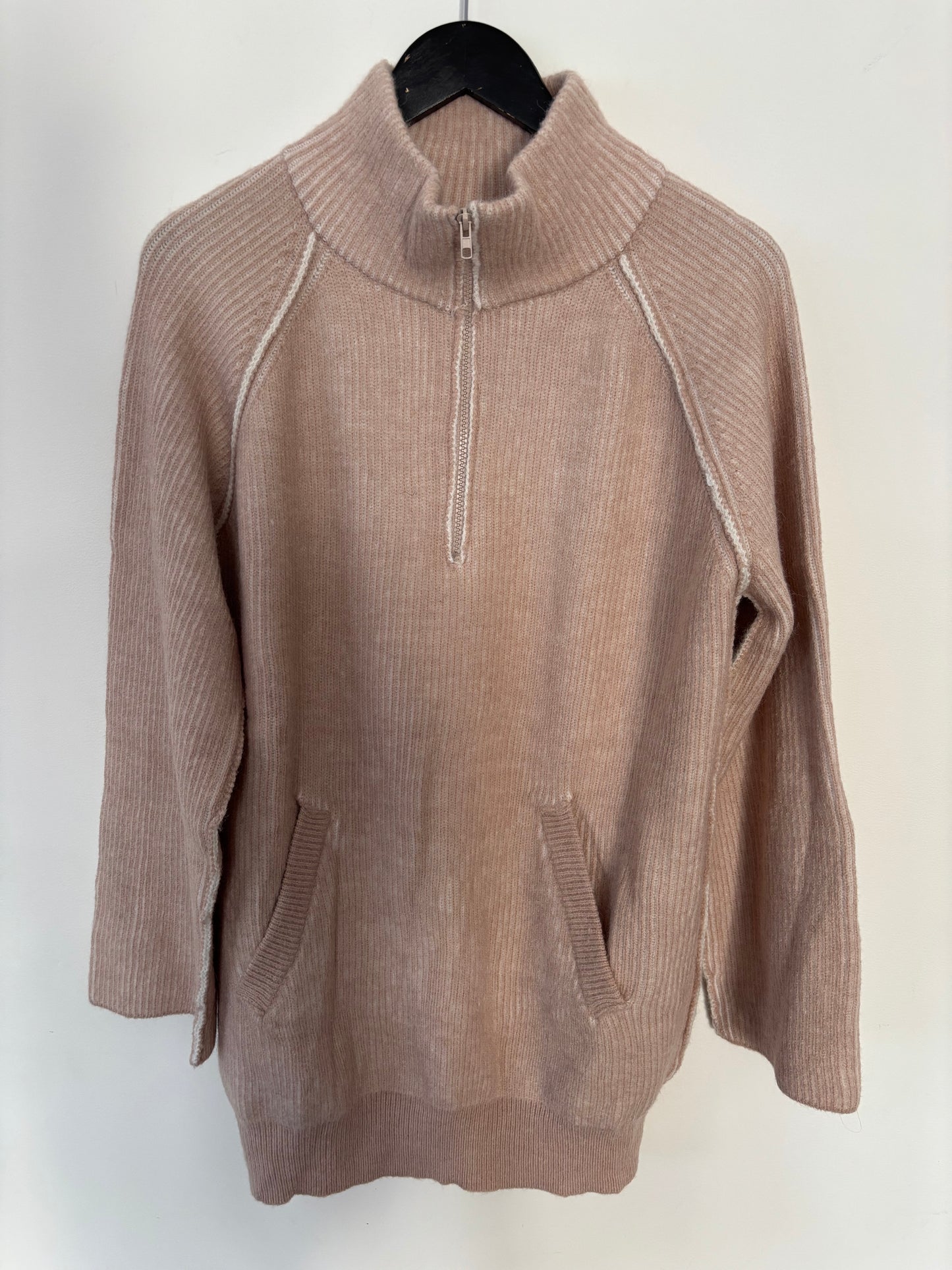 BluIvy Blush Pink Ribbed 1/4 Zip Sweater NWT | Small (could fit large) (N235M8)