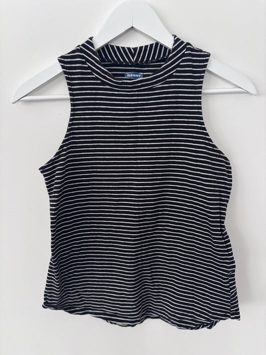 Old Navy B/W striped Mockneck Tank | Sz XS