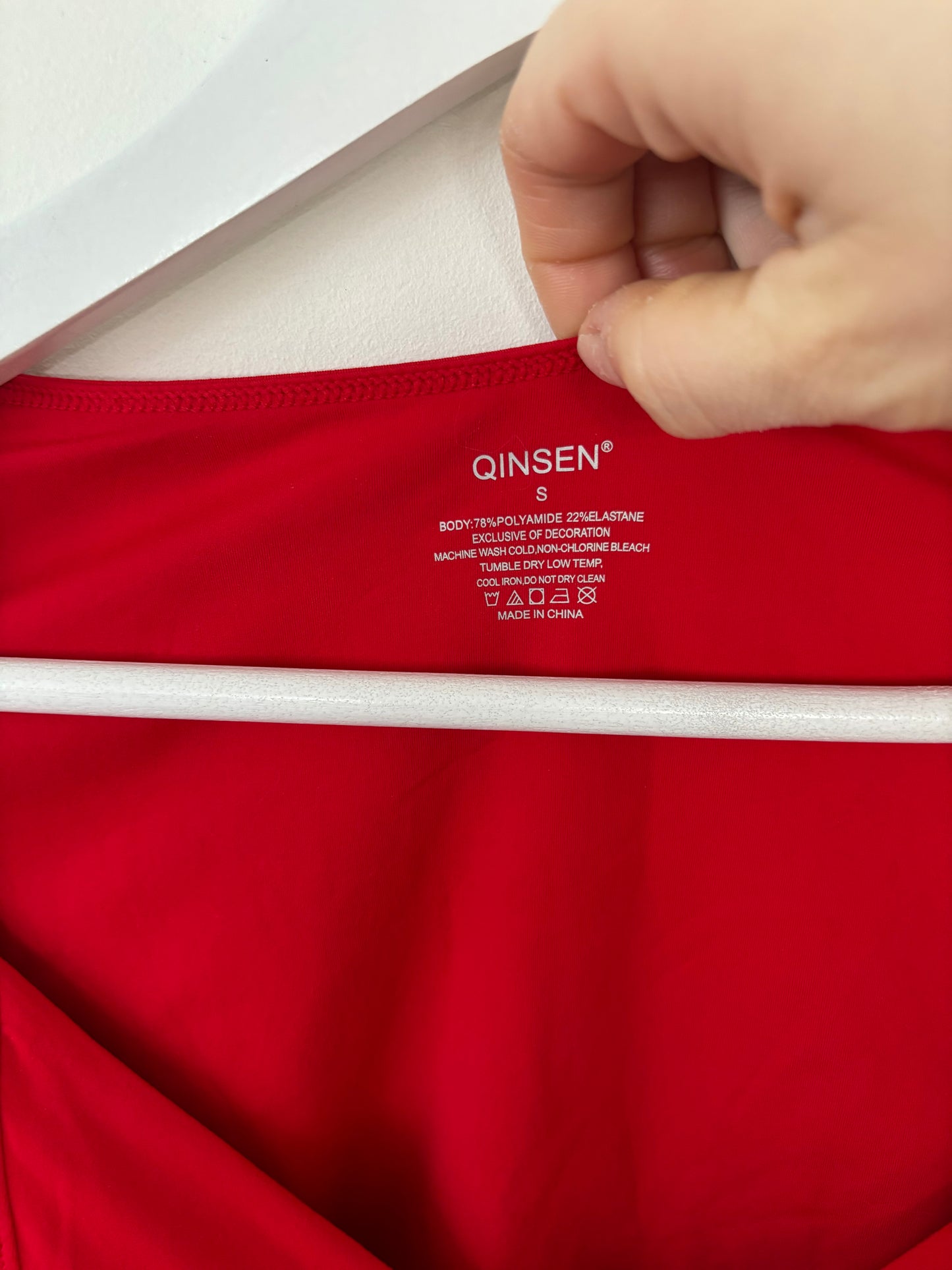 Qinsen Red Corset Double Lined Long Sleeve Top | Sz Small (F105LP2)