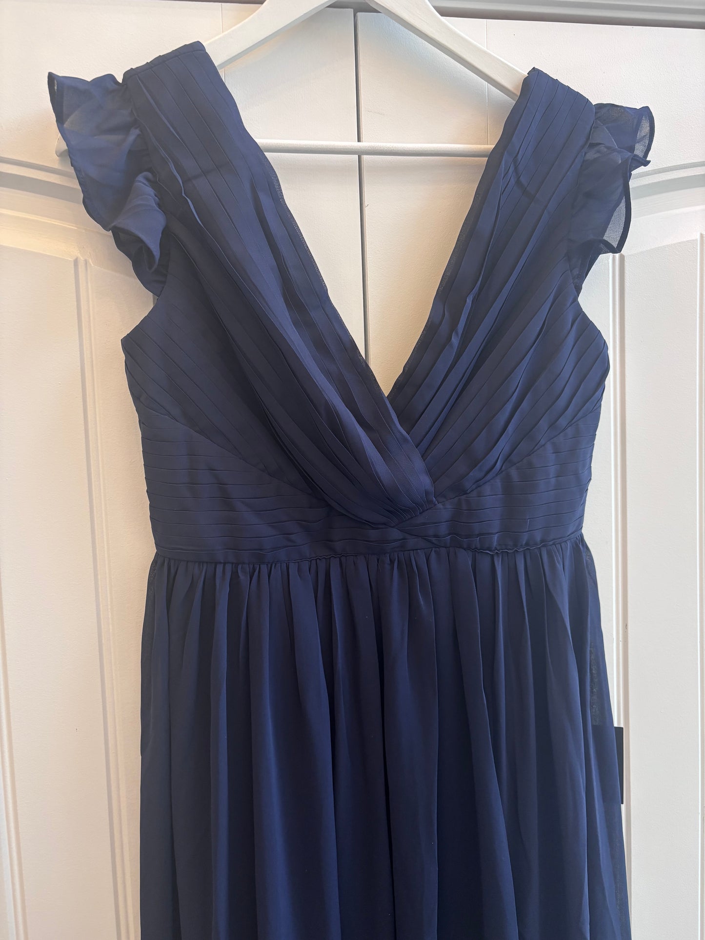 Lulu's Navy Pleated Backless Surplice Maxi Dress| Sz Small