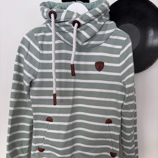 Wanakome Green White Striped Hoodie | Sz XS (M74A4)