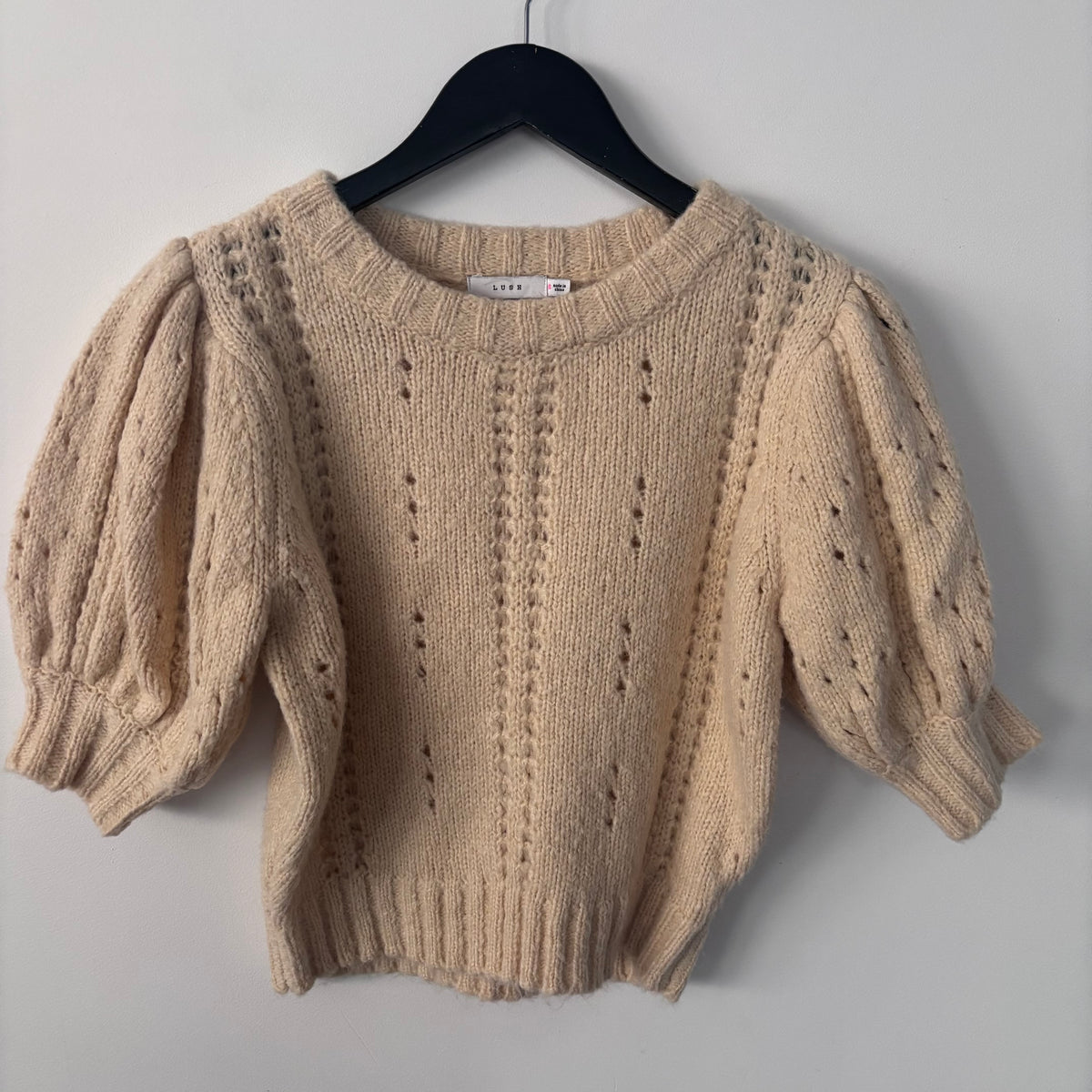 Lush Butter Yellow Puff Sleeve Sweater | Sz Small (loose fit)