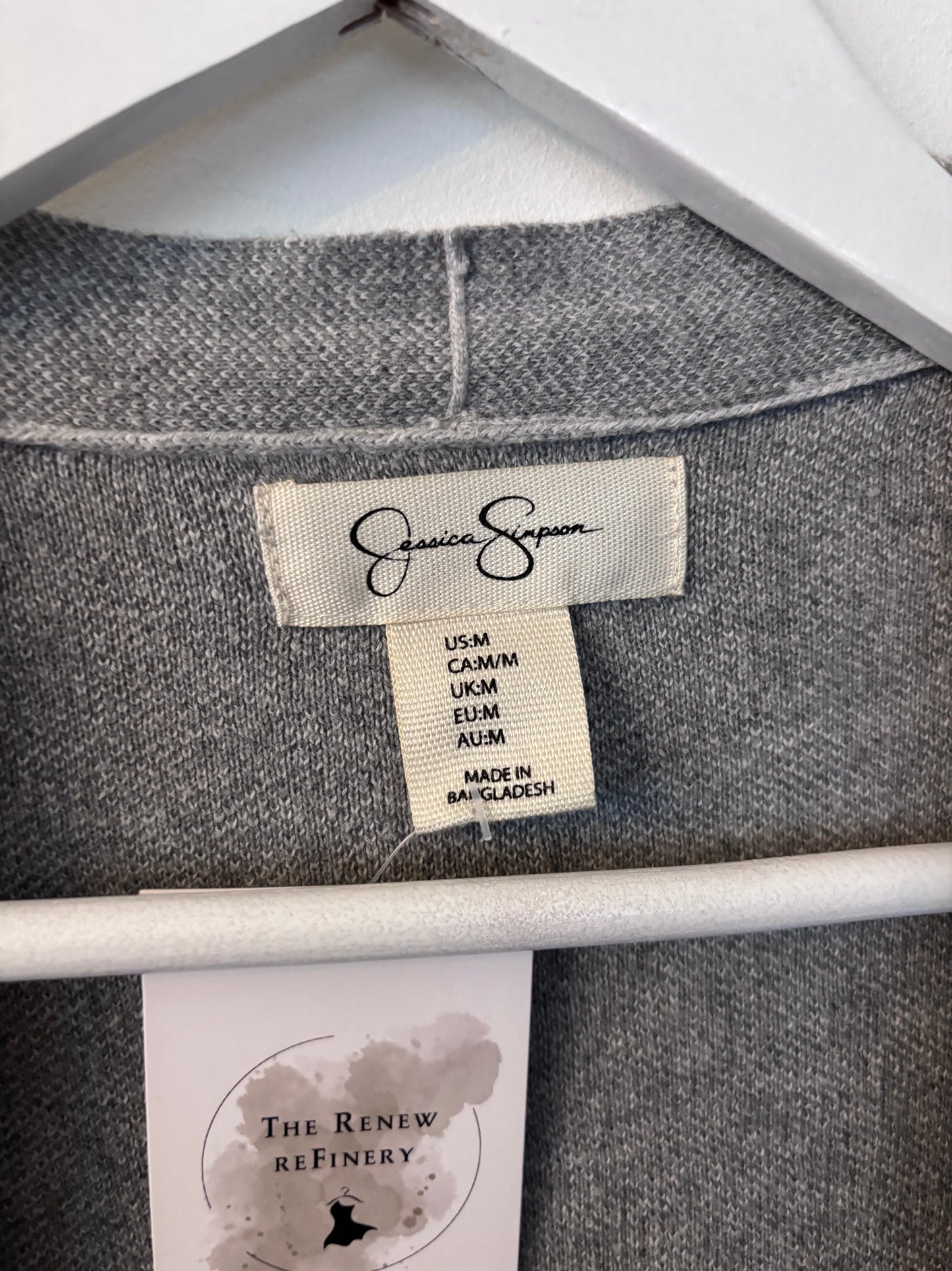 Jessica Simpson Grey Animal Print Cardigan | Sz Medium (Fits Like Small)(F06O9)