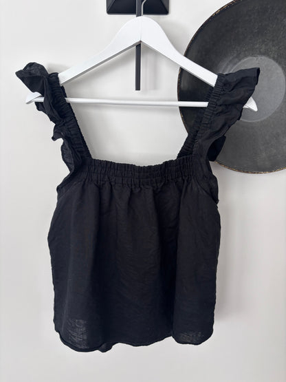 Mink Pink Black Ruffle Strap Top | Sz XS (fits like medium)(M09C1)