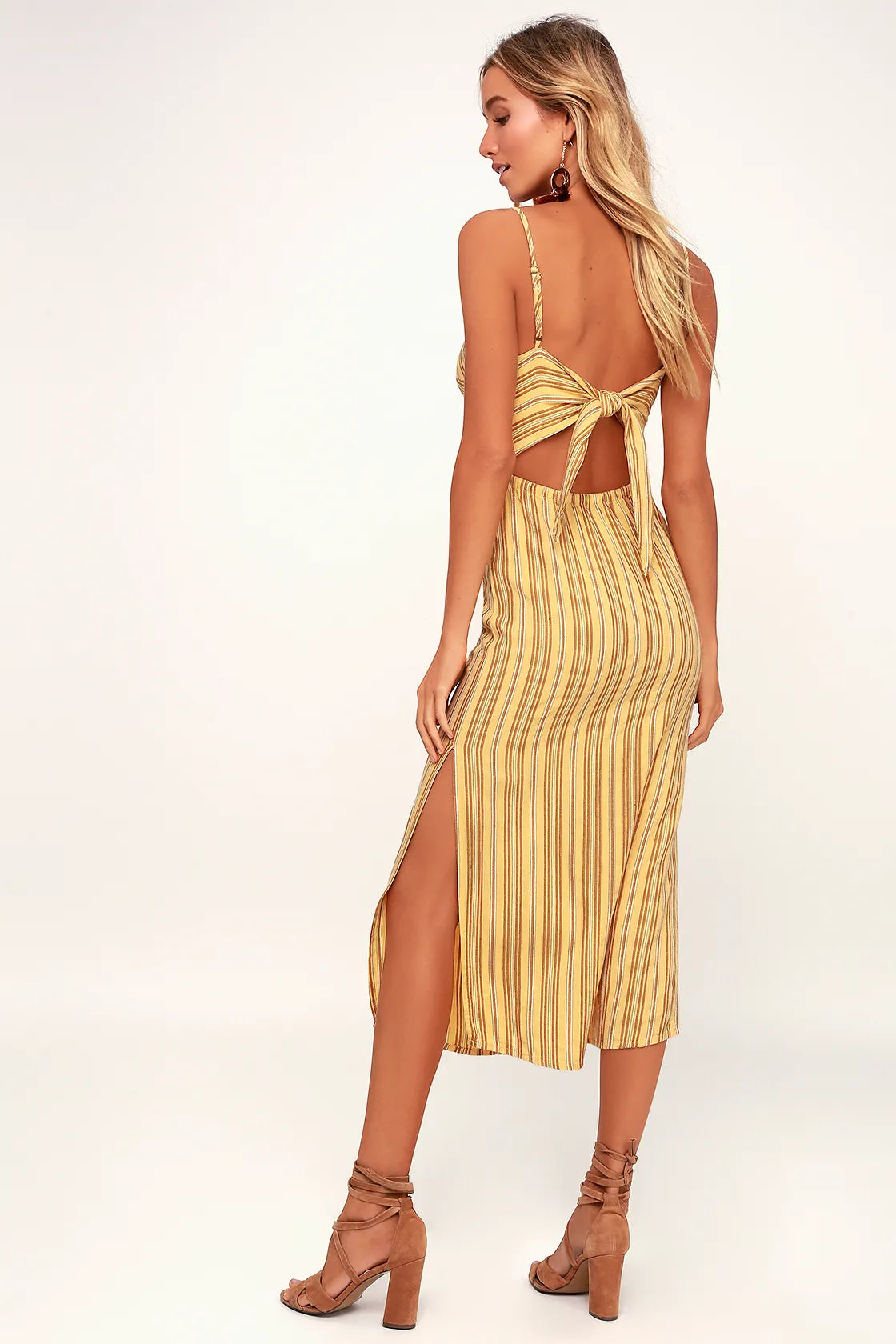 SocietyAmuse / Lulus Yellow Striped Sundress | Sz Small