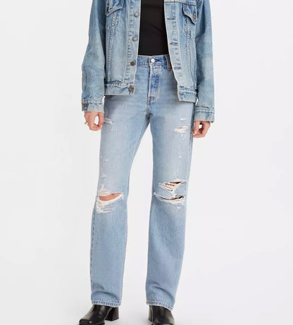 Levi's 501 90s Light Wash Distressed Denim | Sz 27 (loose fit)