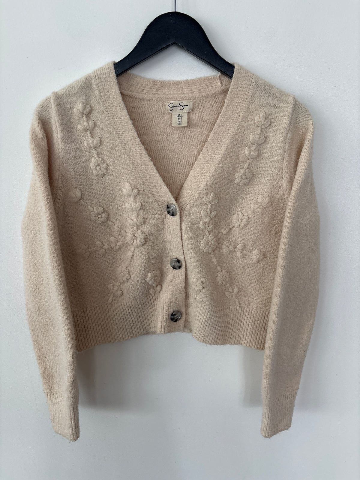 Jessica Simpson Floral Beige Cardigan | Sz Small