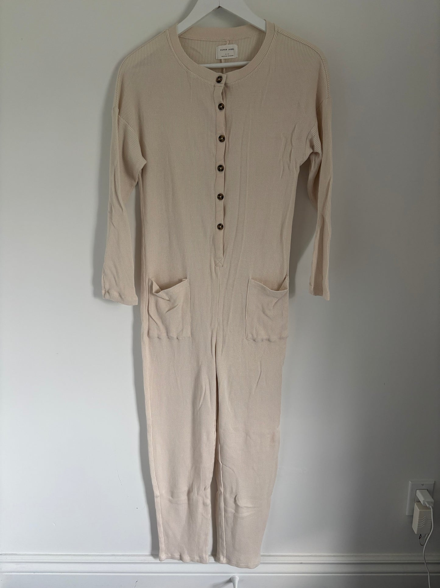 Paper Label Waffle Playsuit (natural) | Oversized Small