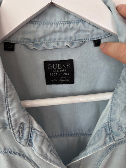 Guess Tencel Light Blue Button Down Top | Sz Large