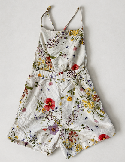 H&M Floral Linen Blend Romper (tie up back) | Sz Small