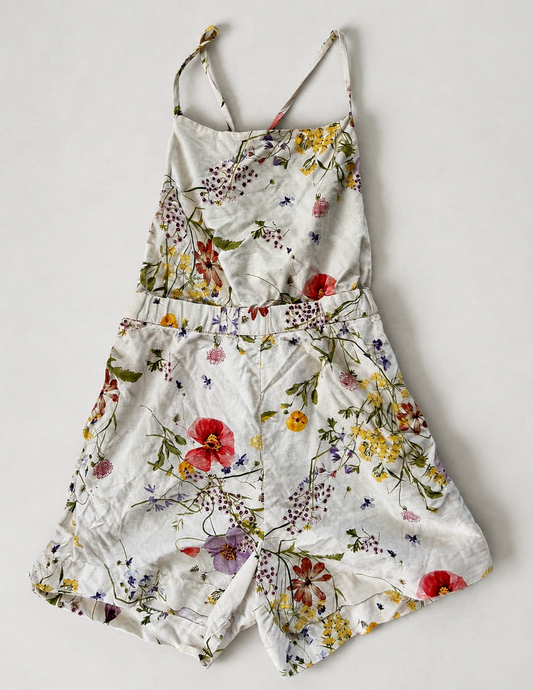 H&M Floral Linen Blend Romper (tie up back) | Sz Small