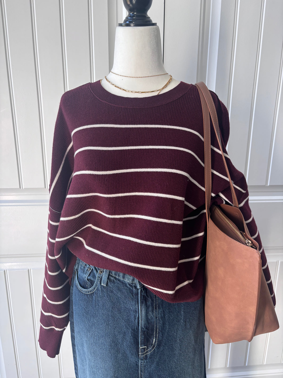 Gentle Fawn Echo Merlot Stripe Sweater | Sz Small (fits big)