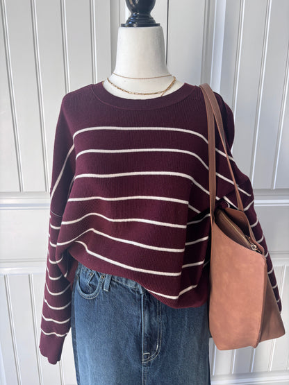 Gentle Fawn Echo Merlot Stripe Sweater | Sz Small (fits big)