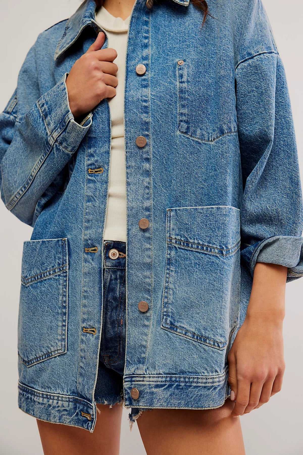 Free People Avery Denim Jacket | Sz Small (Fits like Large)(AG1)