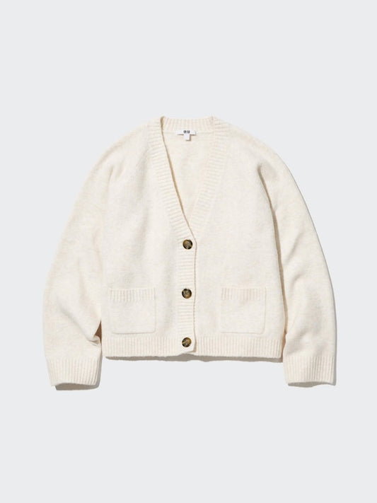 Uniqlo NWT Souffle Yarn Short Cream Cardigan | Sz XS (Oversized)
