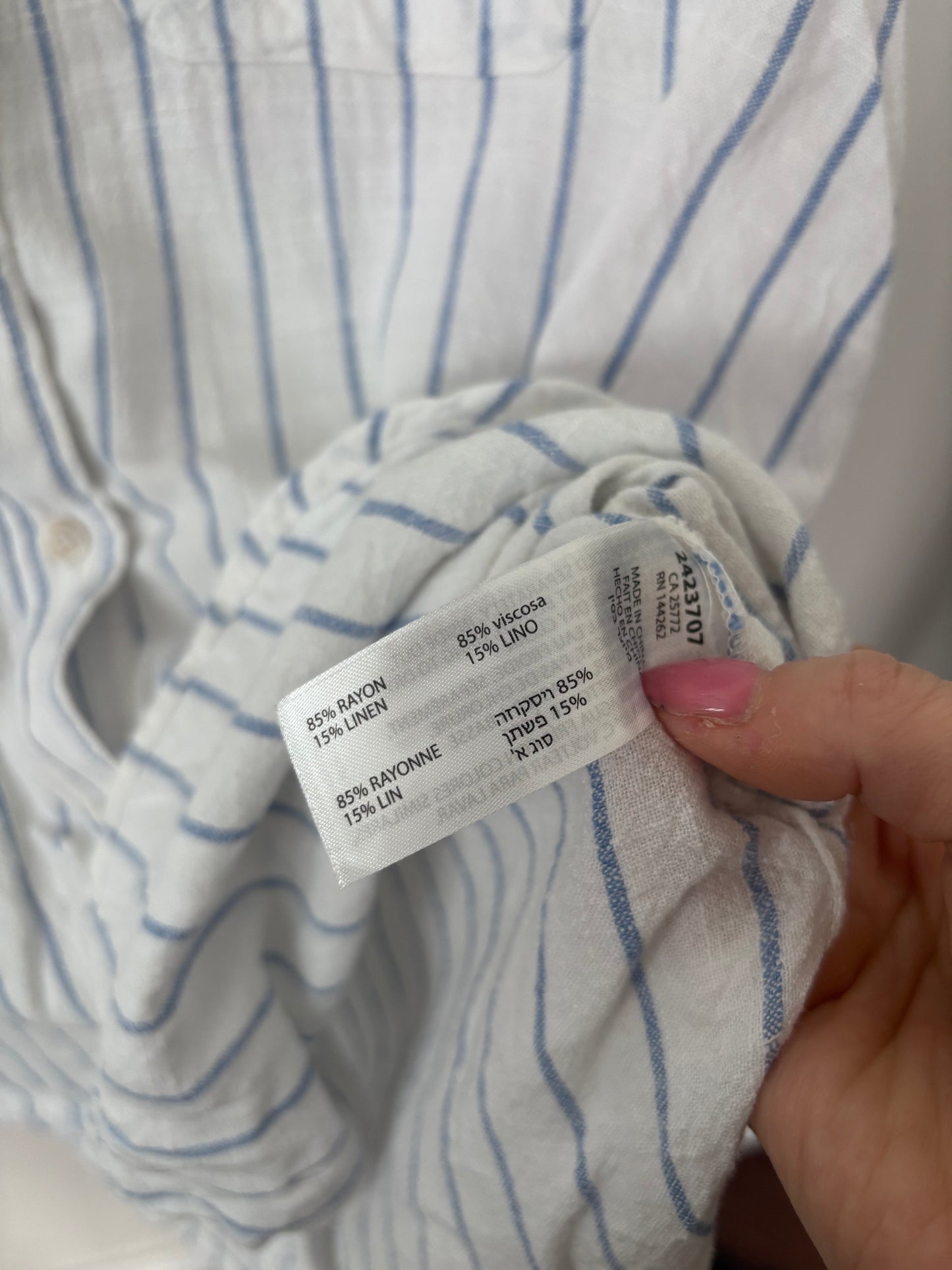 Dex Linen Blend Blue Striped Button Up Shirt | Sz Large (F143C8)